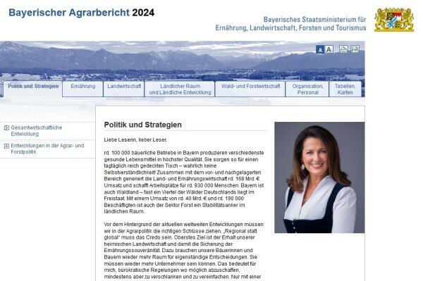 Screenshot der Startseite des Agrarberichts 2024