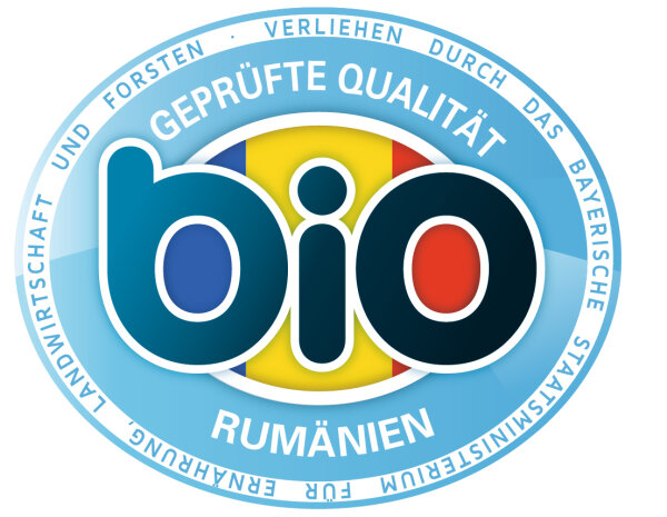 Geprüfte Bio-Qualität – Rumänien (verliehen durch das Bayerische Staatsministerium für Ernährung, Landwirtschaft und Forsten)