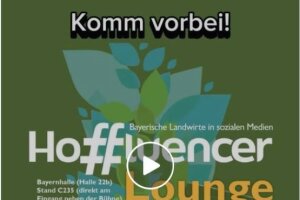 gezeichnete Blätter darauf die Aufschrift, Komm vorbei! Hoffluencer Lounge